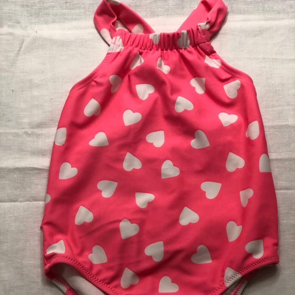 Pink heart toddler swimsuit